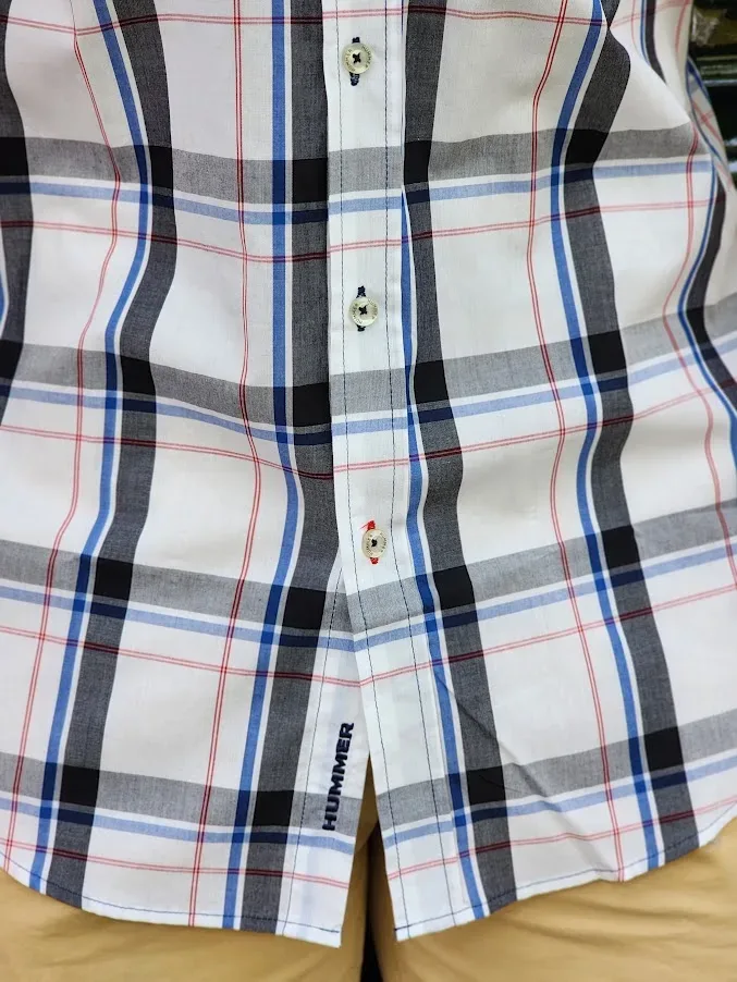 Camisa Hummer para caballero diseño a cuadros  blanco y azul