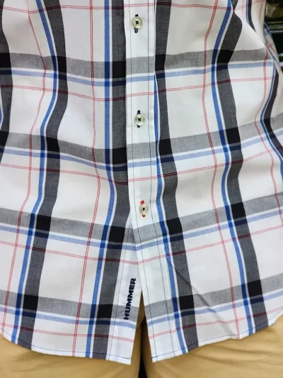 Camisa Hummer para caballero diseño a cuadros  blanco y azul