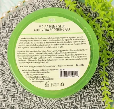 Gel calmante de aloe vera semillas de cañamo