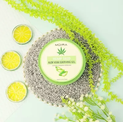 Gel calmante de aloe vera semillas de cañamo