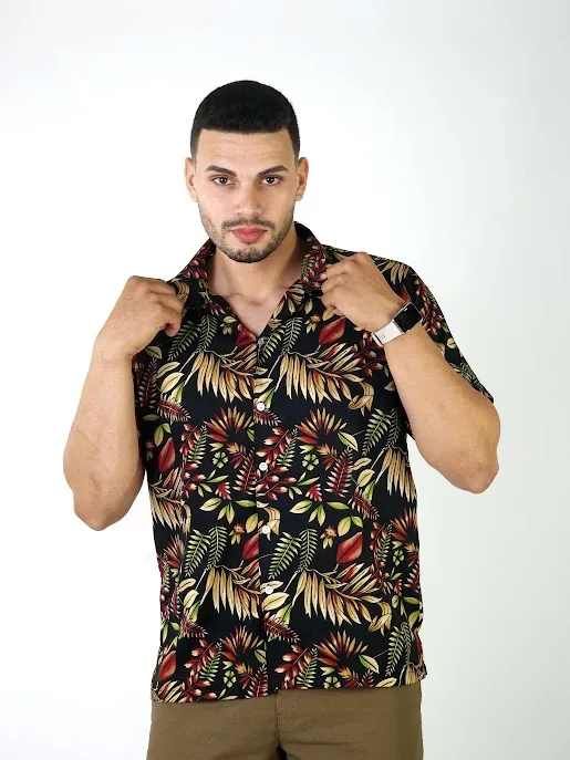 Camisa para caballero diseño floral multicolor