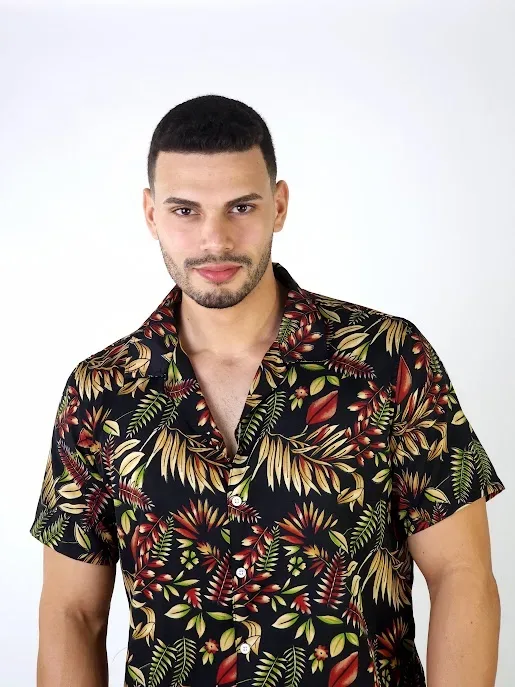 Camisa para caballero diseño floral multicolor
