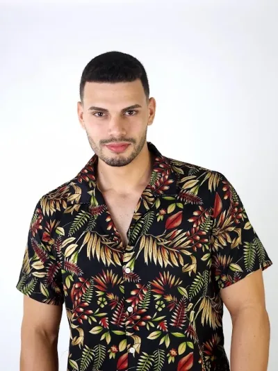 Camisa para caballero diseño floral multicolor