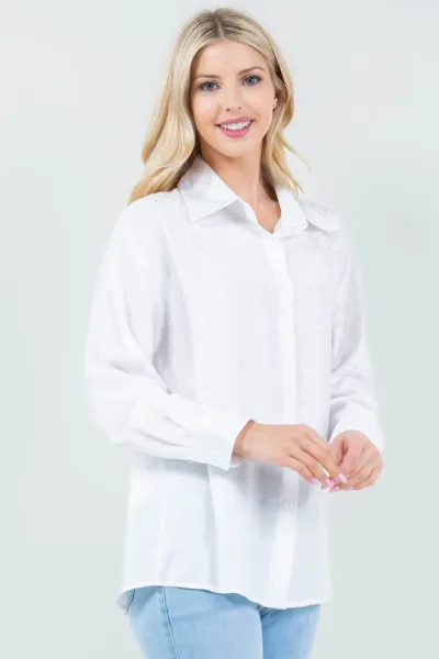 Camisa manga larga taba para dama C-01 color blanco