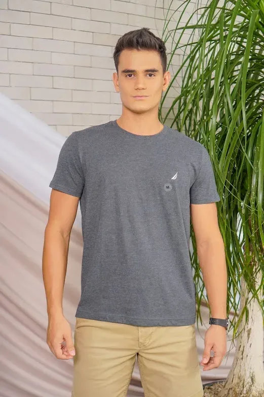 Camiseta Náutica para caballero cuello redondo color gris