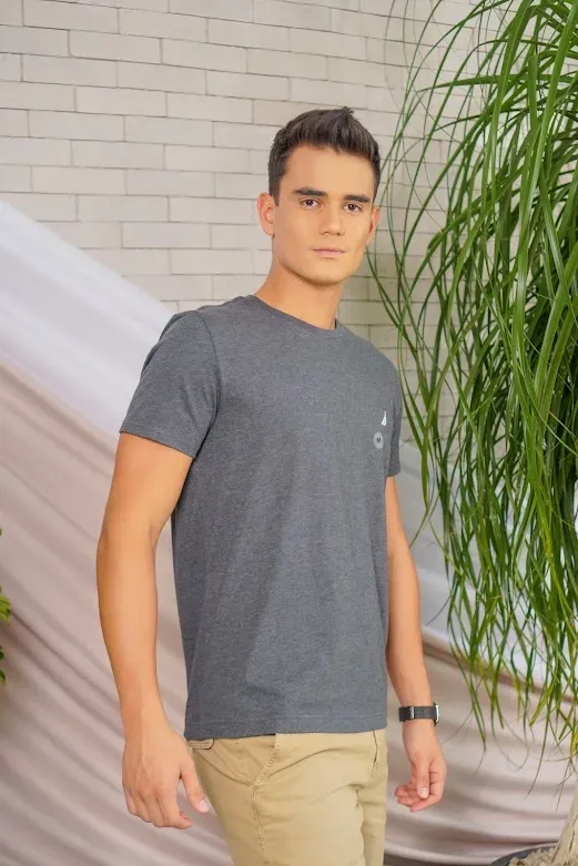 Camiseta Náutica para caballero cuello redondo color gris