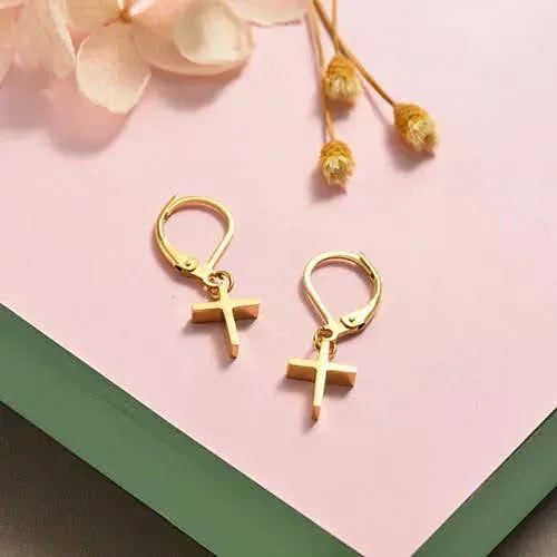 Par de aretes de acero inoxidable para dama color dorado