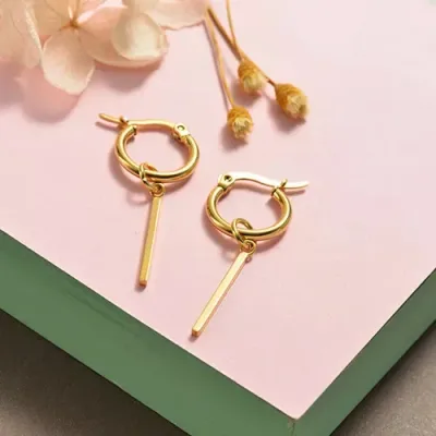 Par de aretes de acero inoxidable para dama