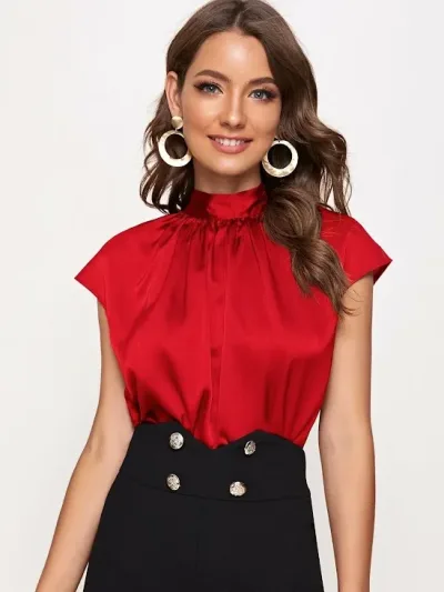 Blusa de satén para dama color rojo