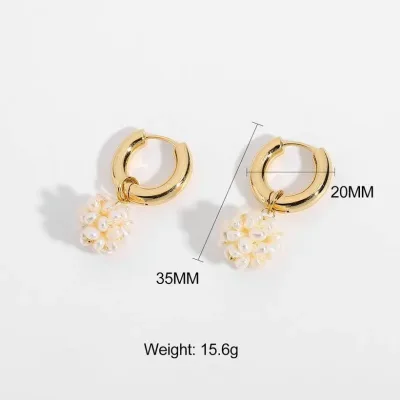 Par de argollas de acero inoxidable para dama color dorado y blanco
