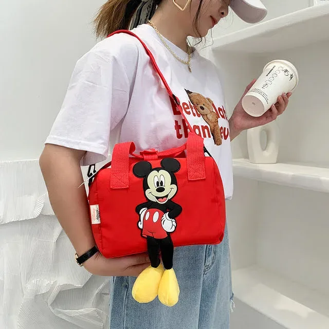 Bolso de hombro ZARA, color rojo con mickey mouse