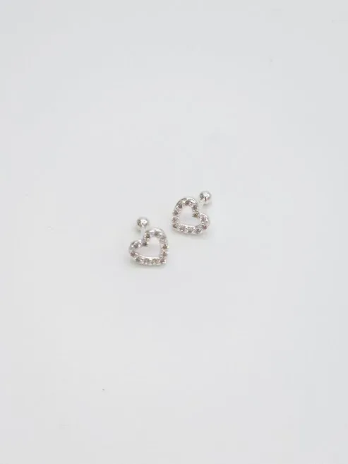Aretes plata 925 para dama color plata diseño de corazón