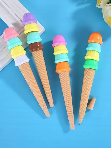 Set de plumas de gel con diseño de helado colores al azar