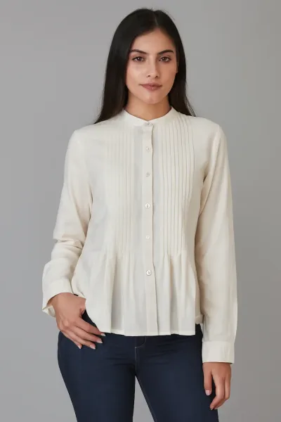 Camisa estella para dama color blanco hueso