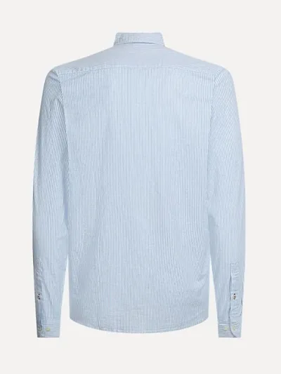 Camisa Tommy Hilfiger para caballero diseño a rayas color celeste y blanco