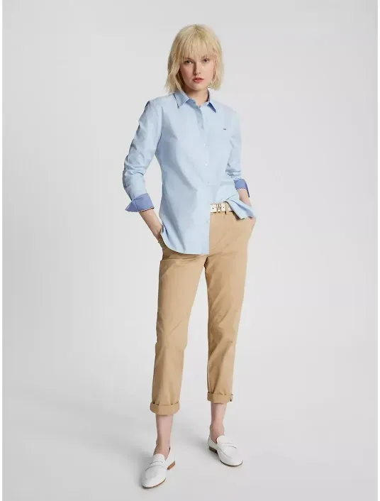 Camisa manga larga Tommy Hilfiger para dama color celeste
