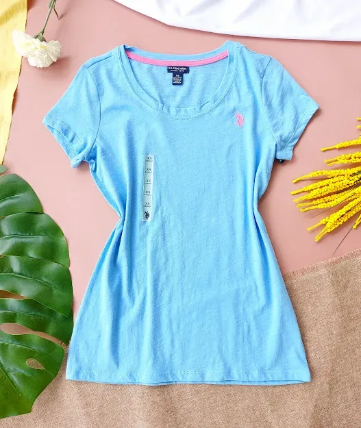 Camiseta U.S Polo para dama color celeste