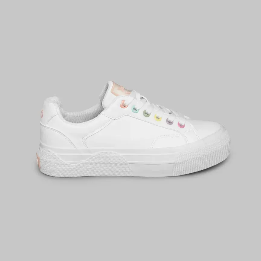Tenis Miso White Pu para dama color blanco