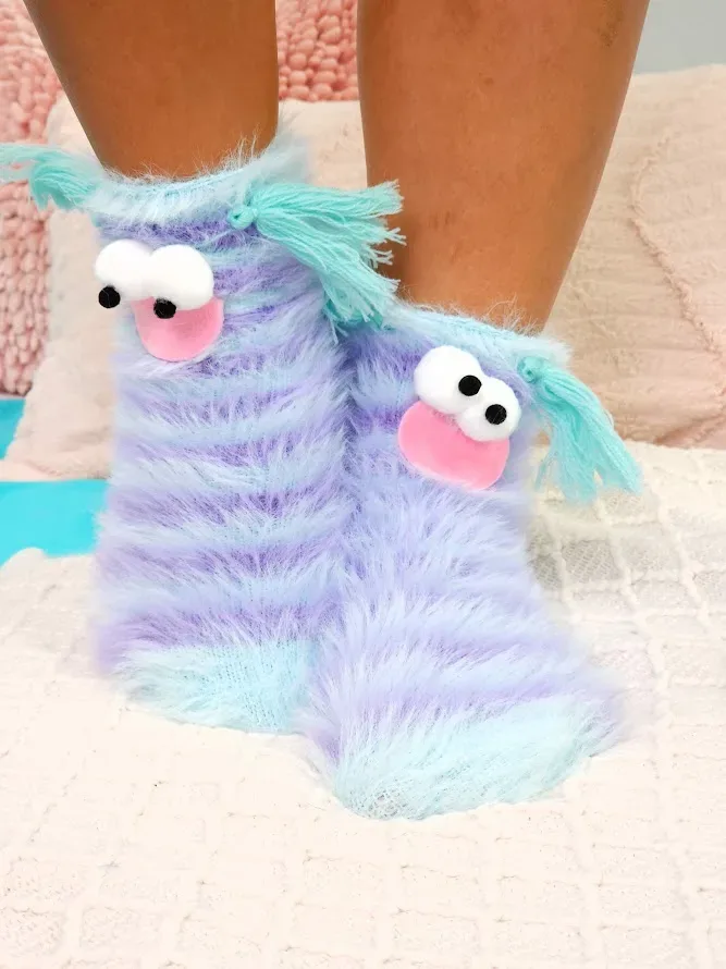 Medias multicolor de peluche