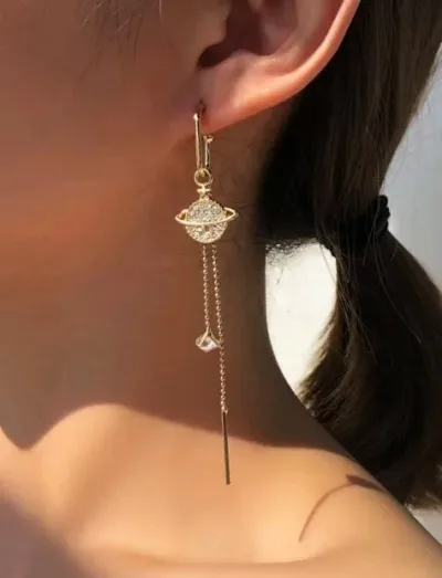 Aretes para dama fanatsía color dorado