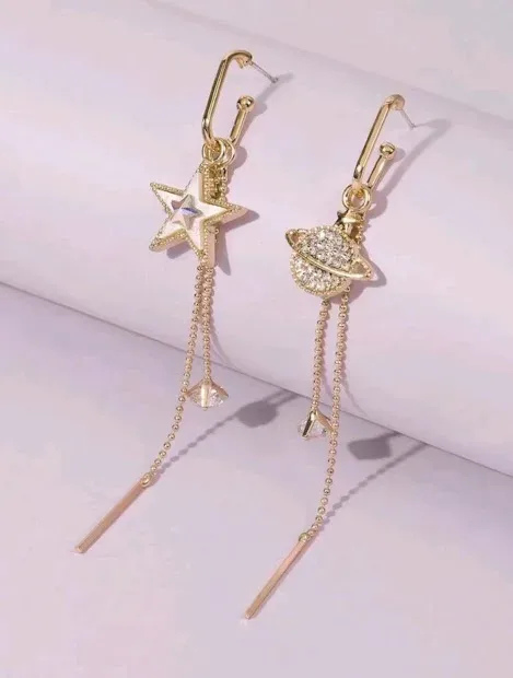 Aretes para dama fanatsía color dorado