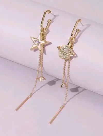 Aretes para dama fanatsía color dorado