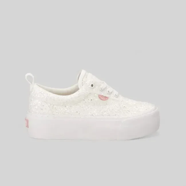 Tenis Coral Natsumi White  Glitter para dama