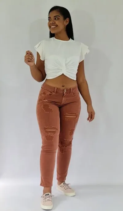 Jeans American Eagle para dama color terracota