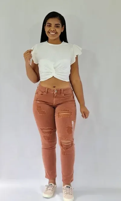 Jeans American Eagle para dama color terracota