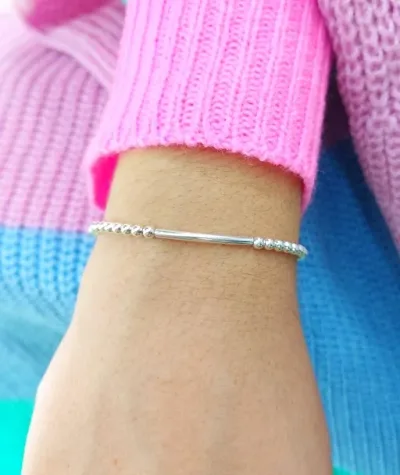 Pulsera para dama plata 925 diseño pelotitas