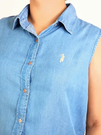 Camisa Cambridge Polo Club para dama color mezclilla