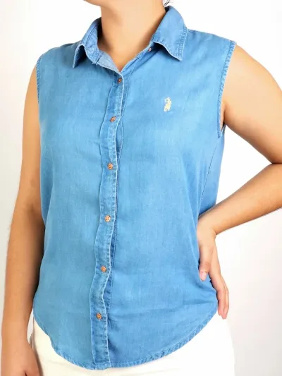 Camisa Cambridge Polo Club para dama color mezclilla