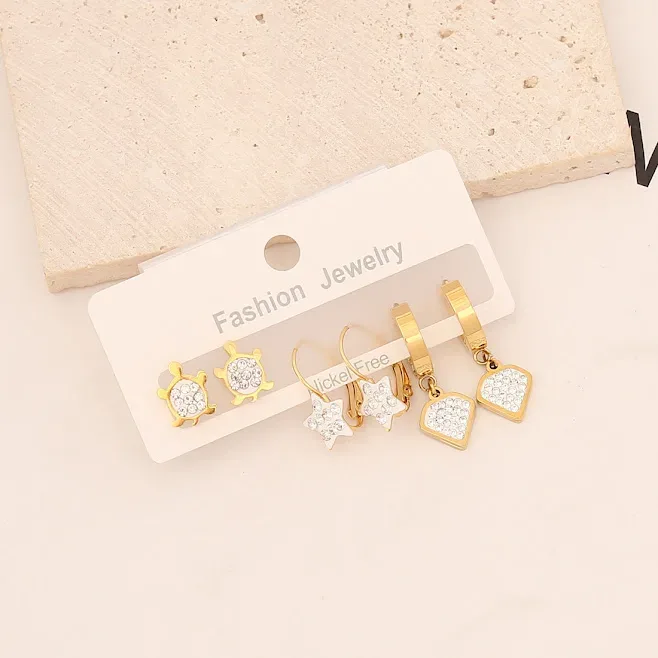 Set de aretes de acero inoxidable