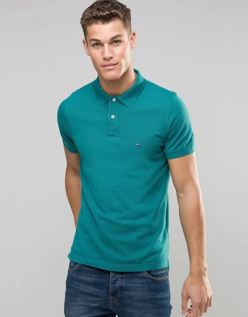 Camiseta Tommy Hilfiger Slim Fit para caballero color verde esmeralda