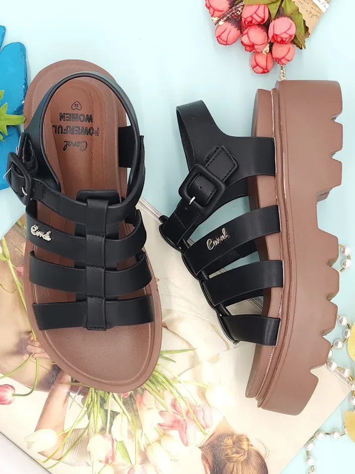 Sandalias Coral para dama Cleopatra 2 Black Brown Pu