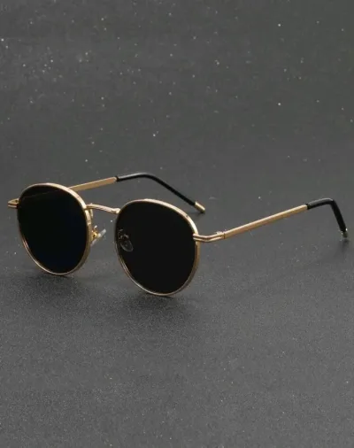Lentes de sol para caballero color negro con detalles dorados #6799
