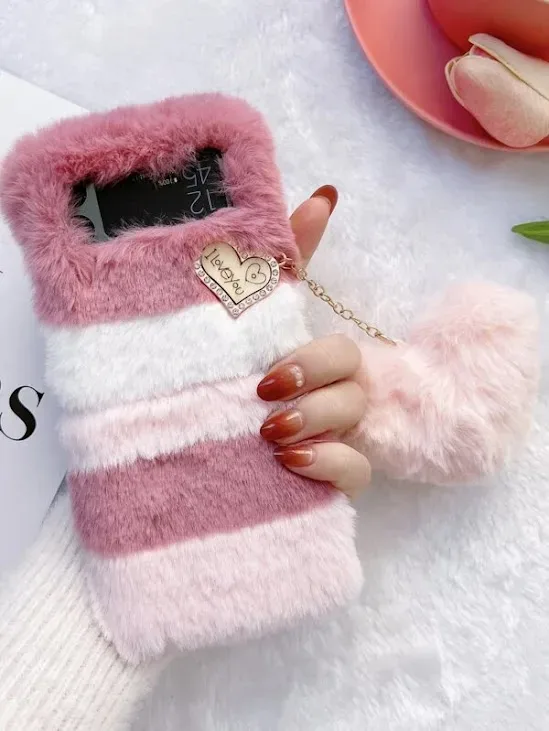 Funda para celular con contextura de peluche Rosa