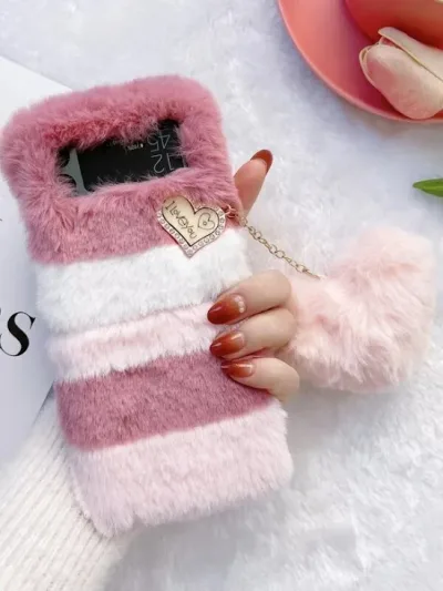 Funda para celular con contextura de peluche Rosa