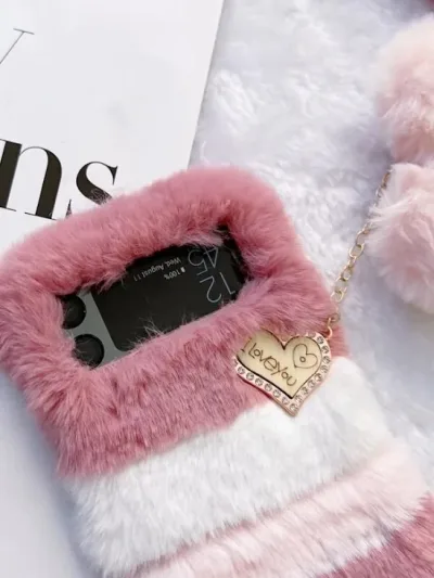 Funda para celular con contextura de peluche Rosa