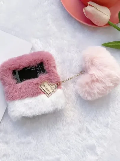 Funda para celular con contextura de peluche Rosa