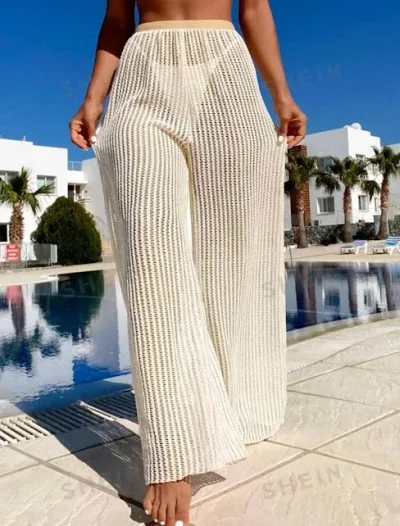 Salida de playa estilo pantalón para dama color beige