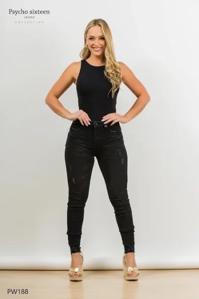 Jeans Psycho Sixteen para dama #PW188 color negro