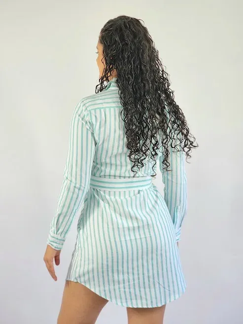 Vestido Cambridge Polo Club para dama diseño a rayas color menta