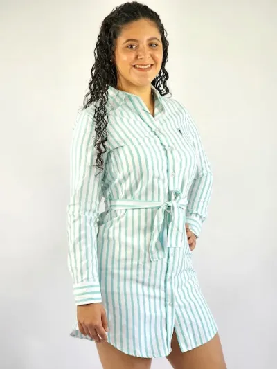 Vestido Cambridge Polo Club para dama diseño a rayas color menta