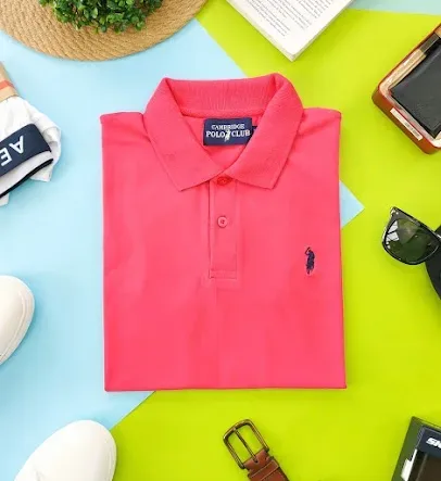 Camiseta Cambridge Polo Club para caballero color rosado PC-02537