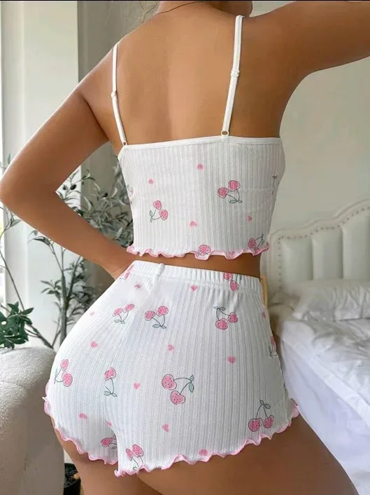 Pijama para dama diseño cerezas
