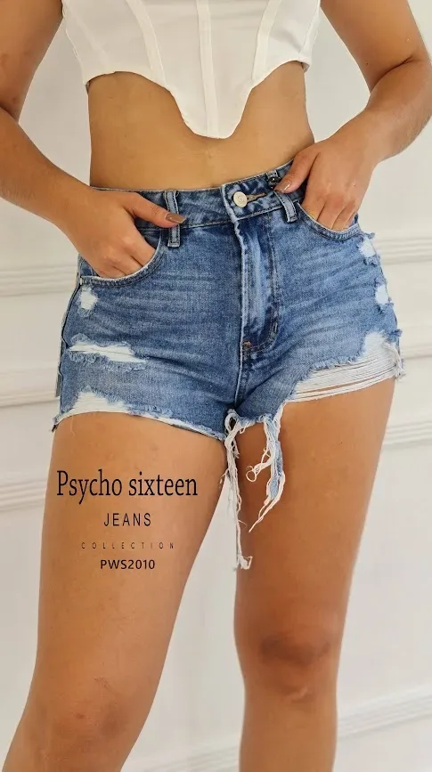 Short Psycho Sixteen para dama PWS2010 color mezclilla