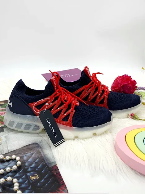 Tenis Nautica para dama color azul con rojo