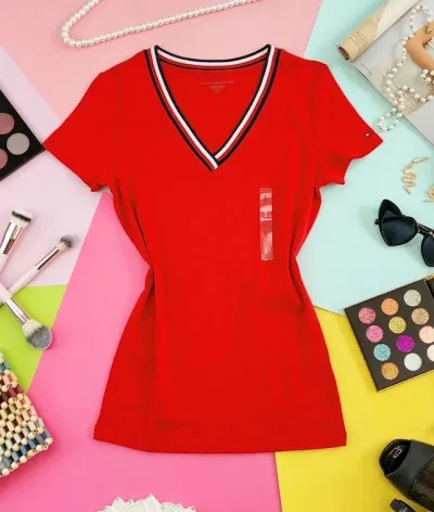 Camiseta Tommy Hilfiger para dama color rojo
