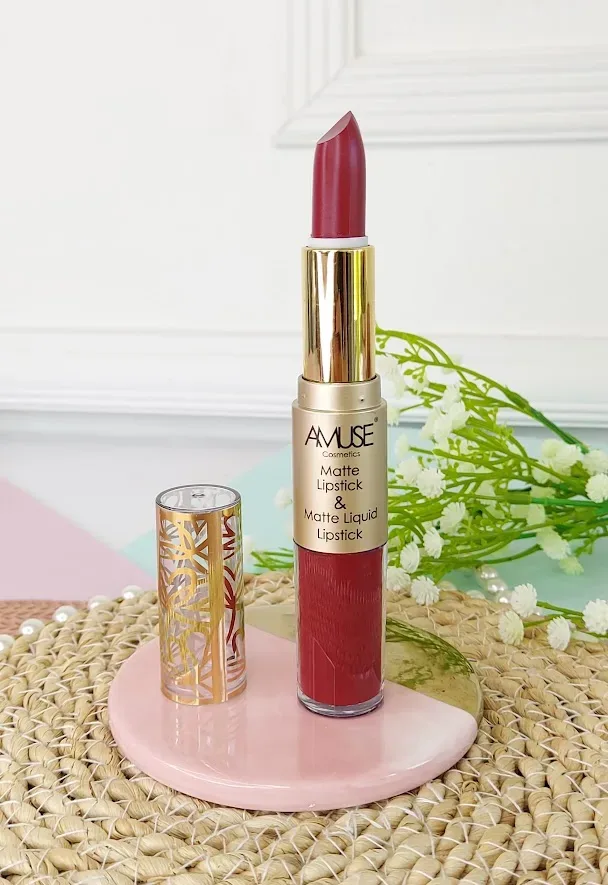 Lápiz labial doble AMUSE LIP 6289-10  Matte Lip Set Rojo cereza